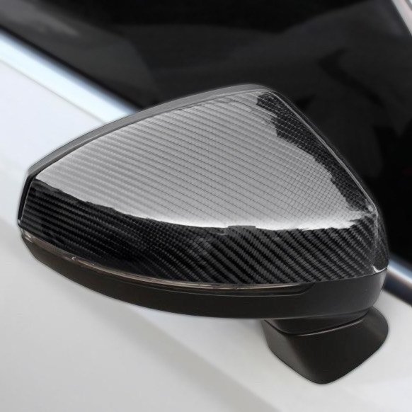 Installed carbon fibre mirror replacements on Audi A3 8V without lane assist gloss-finish OEM fitment upgrade