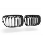 Carbon fibre double slat kidney grilles for BMW 1 Series F20/F21 gloss-finish OEM fitment front grille upgrade