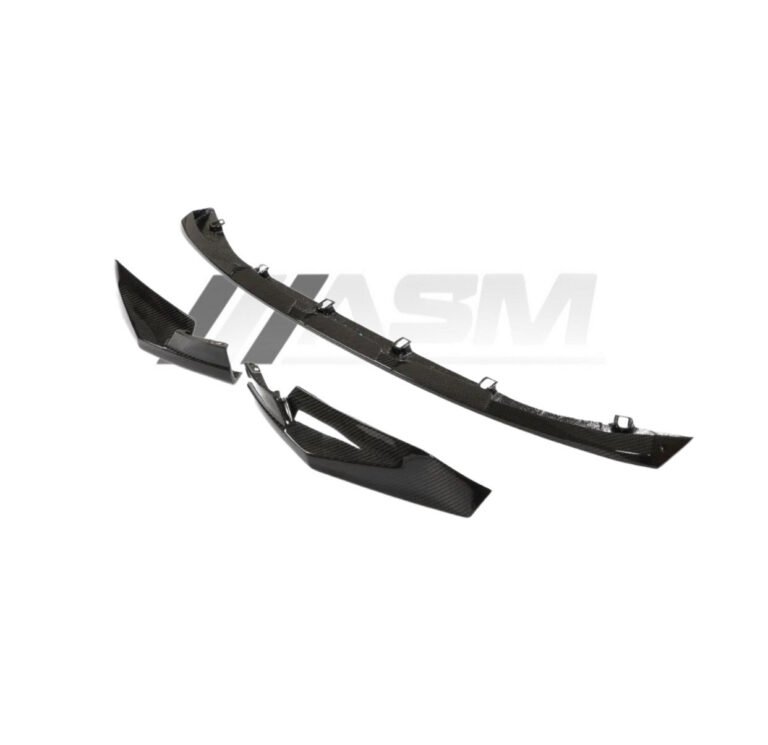 MP Style pre-preg carbon fibre front splitter for BMW M3 G80/G81 gloss-finish OEM fitment aero lip upgrade
