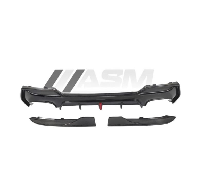 Carbon fibre rear diffuser with LED for BMW 4 Series G22/G23/G26 – ASM Sports Tech OEM-fit gloss-finish aerodynamic upgrade with aggressive styling