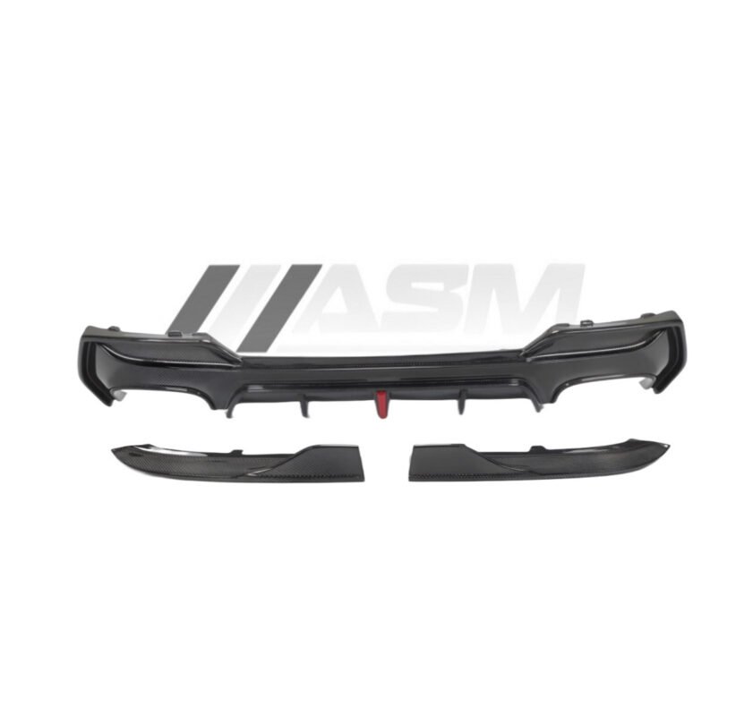 Carbon fibre rear diffuser with LED for BMW 4 Series G22/G23/G26 – ASM Tuning OEM-fit gloss-finish aerodynamic upgrade with aggressive styling