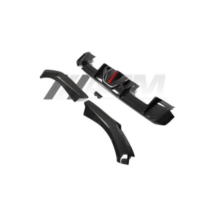 Pre-preg carbon fibre V Style rear diffuser with LED for BMW M3 G80/G81 OEM-fit gloss-finish upgrade with aggressive motorsport styling