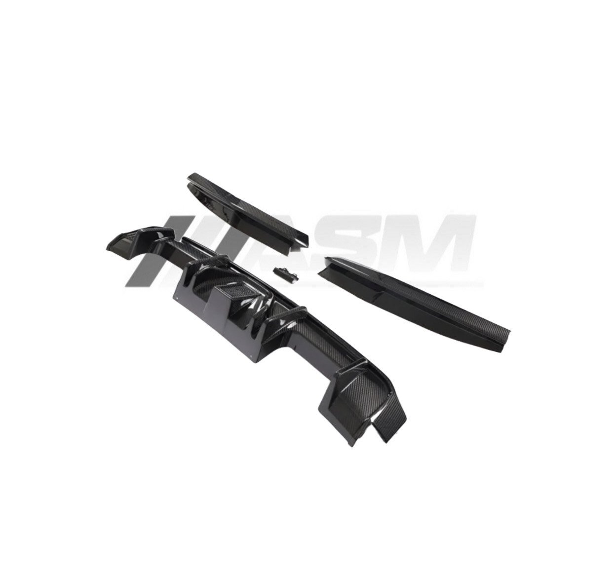 BMW M3 G80/G81 PRE-PREG CARBON FIBRE REAR DIFFUSER WITH LED Pre-preg carbon fibre rear diffuser with LED light for BMW M3 G80/G81 gloss-finish OEM fitment aero upgrade