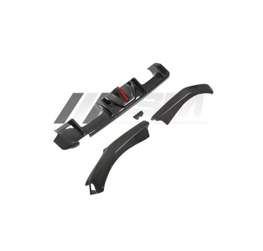 Pre-preg carbon fibre V Style rear diffuser with LED light for BMW M4 G82/G83 OEM-fit gloss-finish aerodynamic upgrade