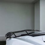 Angle view of carbon fibre rear wing spoiler for McLaren 570GT gloss-finish lightweight aerodynamic wing
