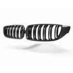 Carbon fibre double slat kidney front grilles for BMW M3 F80/F81 OEM-fit gloss-finish upgrade with aggressive M styling
