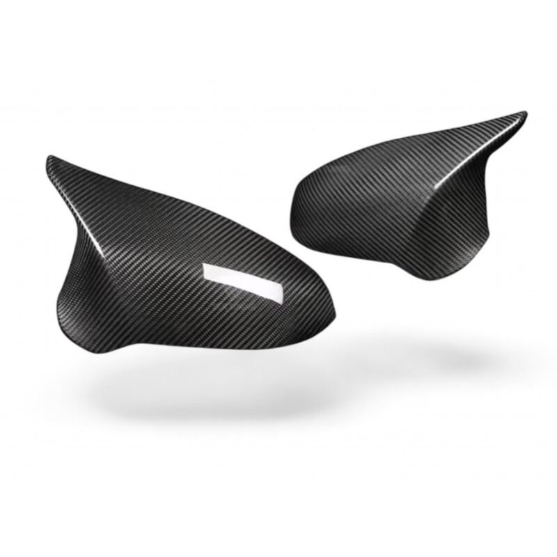Carbon fibre replacement mirrors for BMW M4 F82/F83 gloss-finish OEM fitment housings