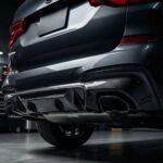 close-up of a carbon fibre rear diffuser installed on a BMW X3 G01