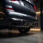 Rear view of a bmw x3 g01 2018+ installed with carbon diffuser