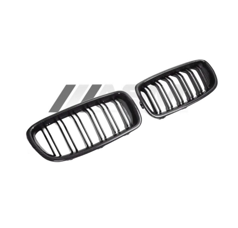 Carbon fibre double slat front kidney grilles for BMW F30 and F31 3 Series