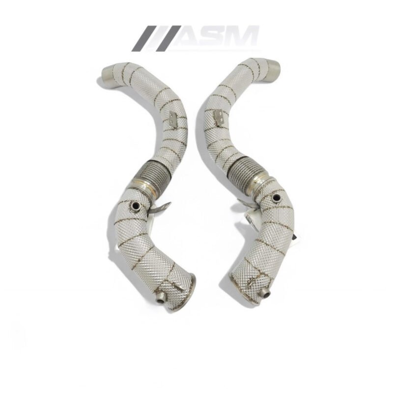 Front downpipes for BMW F90 M5 with S63 engine – sport cat and decat performance upgrade