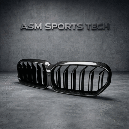product view of a carbon fibre front grille for a bmw f90 m5 and g30 5 series