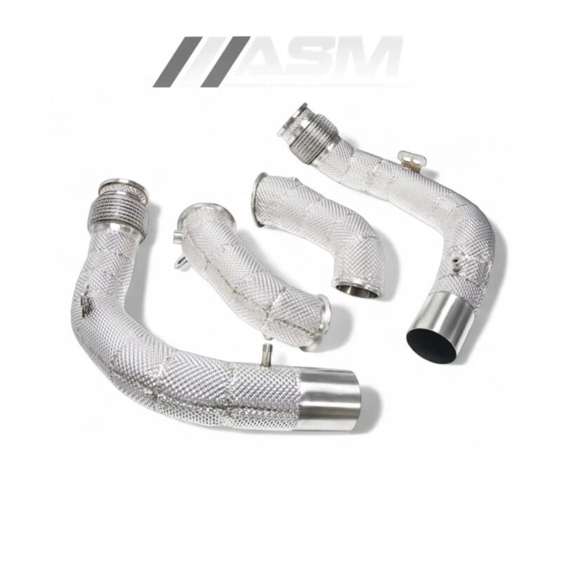 Front downpipes for BMW M8 F91/F92/F93 with 4.4 V8 S63 engine – sport cat and decat performance upgrade