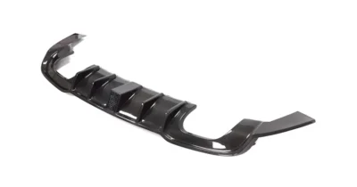 High angle view of Audi RS3 8V carbon fibre rear diffuser with aggressive fins and performance-focused curvature