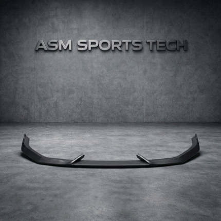 Audi RS3 8V Saloon carbon fibre front splitter viewed at an angle, showcasing its sharp contours and aerodynamic design