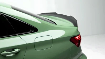 Audi RS3 8Y Saloon carbon fibre spoiler PS style – side profile installed view