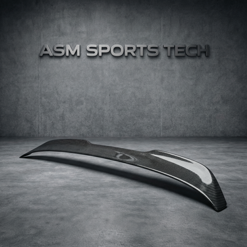 BMW M5 F90 G30 carbon fibre spoiler – top flat layout of MP style rear trunk lip