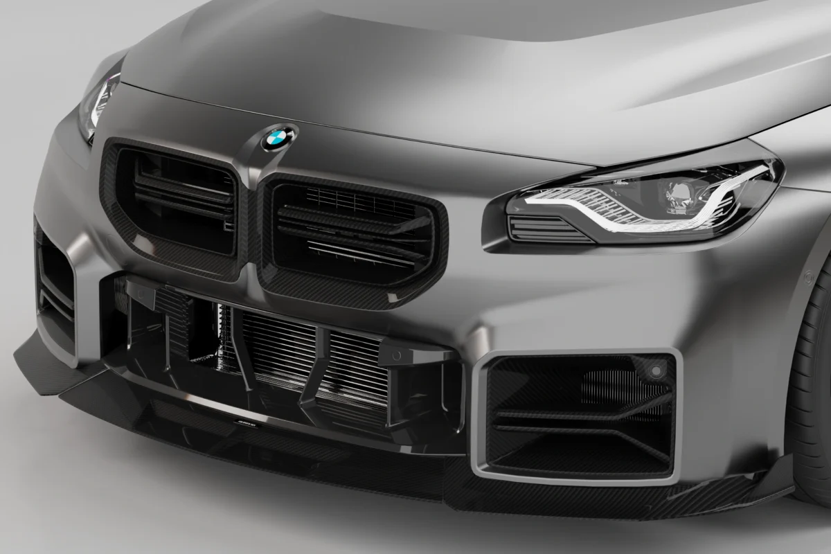 front profile of the BMW G87 M2 showing ASM carbon fibre grille