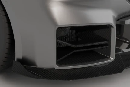 carbon fibre front intake grilles fitted on a bmw g87 m2 grey