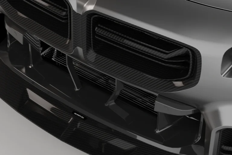 side view of the bmw g87 m2 dry carbon fibre grille