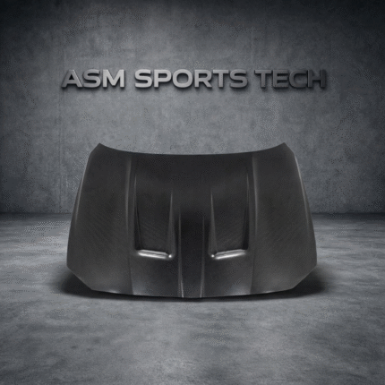 BMW G80 G81 M3 / G82 G83 M4 carbon fibre hood – rear top view showing aggressive vent design and dry carbon texture