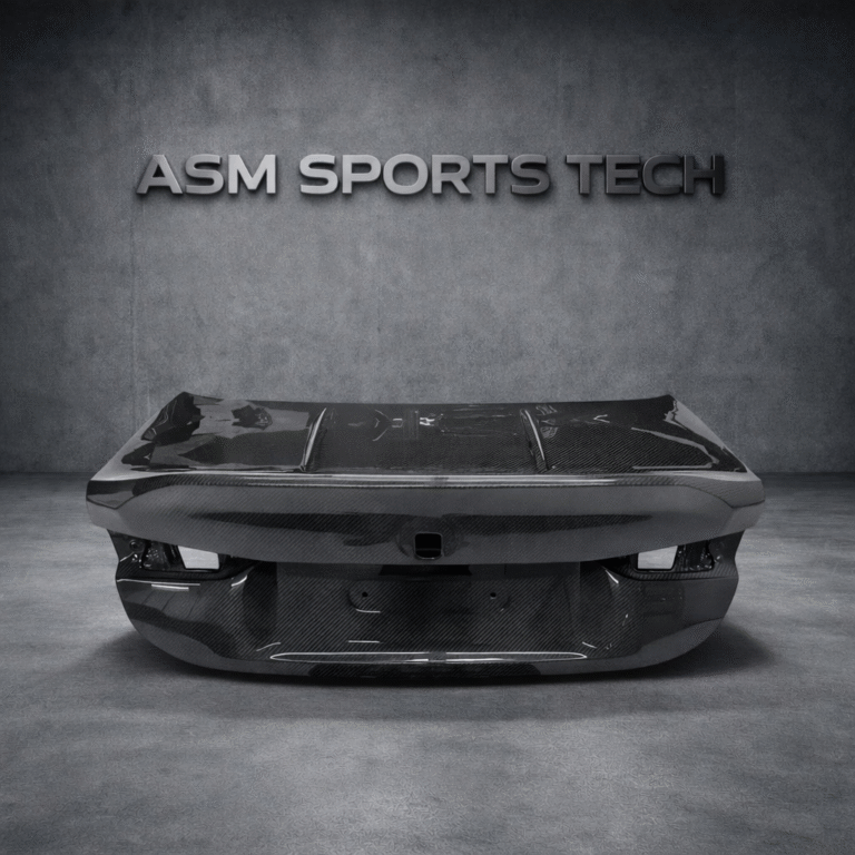 BMW M4 G82 and G83 CSL style pre-preg carbon fibre boot lid rear view of lightweight trunk replacement