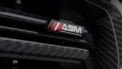 Bmw G87 M2 Dry Carbon Fibre Front Grille – Asm Design | Lightweight Motorsport Kidney Grille Macro Shot Of The Asm Logo On Carbon Grille In Close Detail