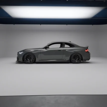 Side profile of BMW M2 showcasing carbon side skirts