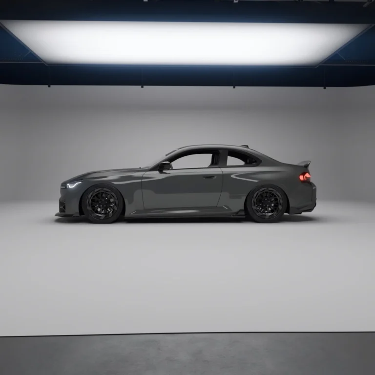 Side profile of BMW M2 showcasing carbon side skirts