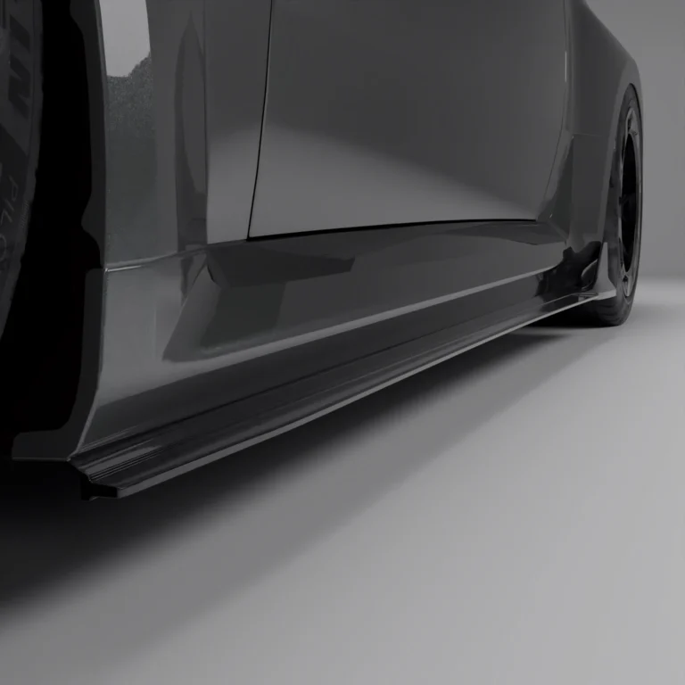 Close-up view of lightweight carbon fibre rocker panels