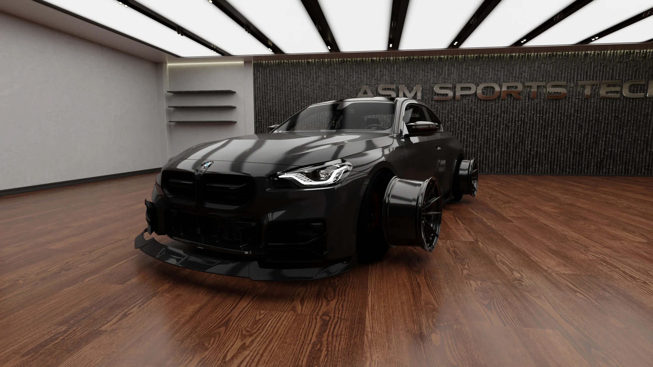 BMW G87 M2 Programme Studio configurator preview showing ASM Sports Tech carbon aero, forged wheels and vehicle specification