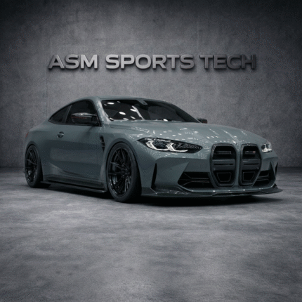 Full carbon fibre body kit BMW G82 M4 view highlighting carbon splitter and wheels
