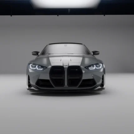 Aggressive front view of BMW M4 G82 with full carbon aero