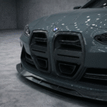 Angled close-up of carbon fibre front kidney grille on BMW M4 G82/G83 by ASM Sports Tech