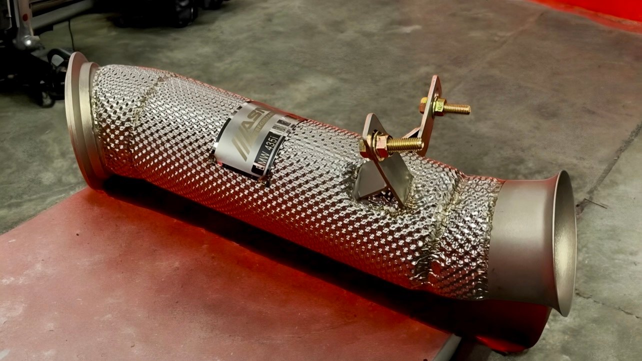 ASM Performance high-flow downpipe installed for increased horsepower and turbo response