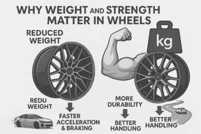 Forged And Cast Wheels Comparison Showing Benefits Of Reduced Weight And Increased Strength For Better Acceleration, Braking, And Handling