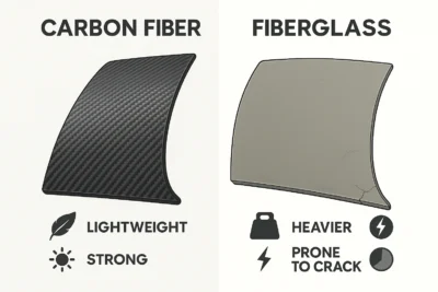 What Makes A Good Aero Kit? 7 Key Factors Side-By-Side Comparison Of Carbon Fiber And Fiberglass Panels Showing Material Strength, Weight, And Durability Differences