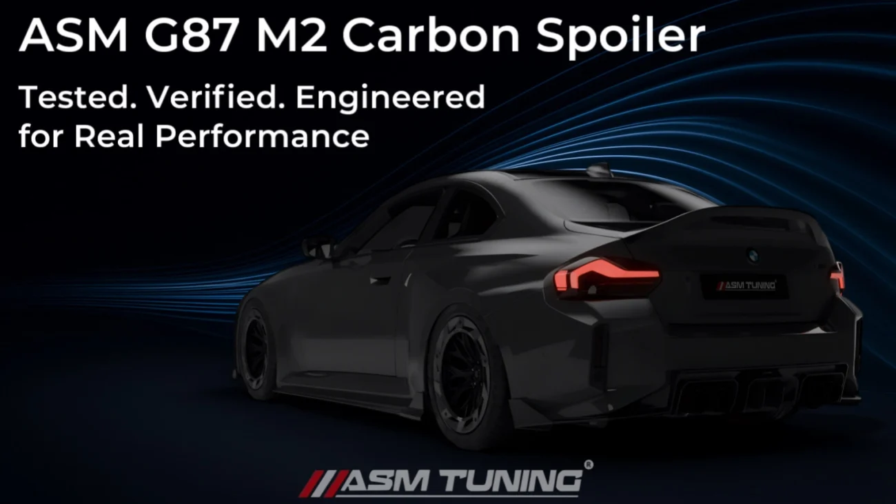 ASM G87 M2 Carbon Spoiler – CFD-Proven Aero Design | Real Downforce and Drag Reduction