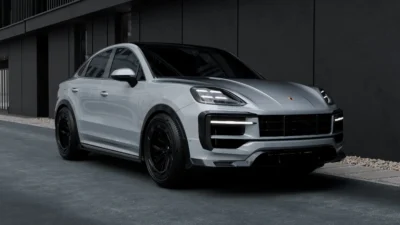 Porsche Cayenne Turbo GT with full carbon body kit – front angle in low-light urban setting
