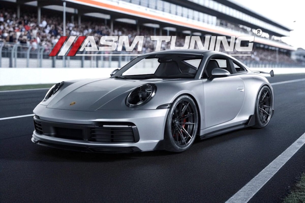 Track‑day car with carbon‑fibre aero kit including front splitter, side skirts and rear wing