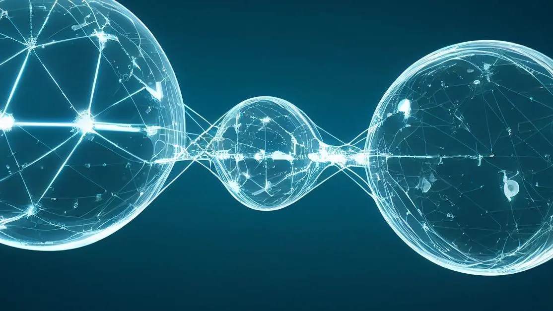 Futuristic network of interconnected digital spheres illustrating database optimization concepts