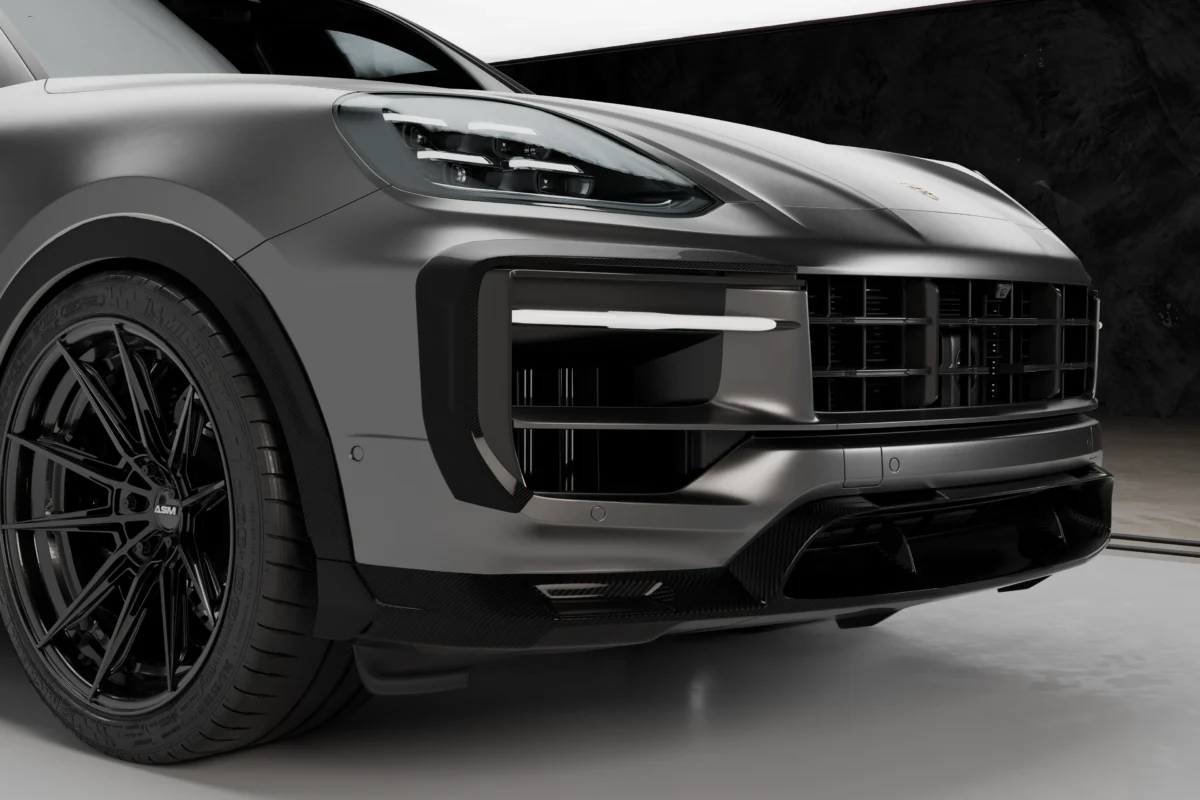ASM Sports Tech Porsche Cayenne Turbo GT Dry Pre-Preg Carbon Fibre Front Splitter Front View