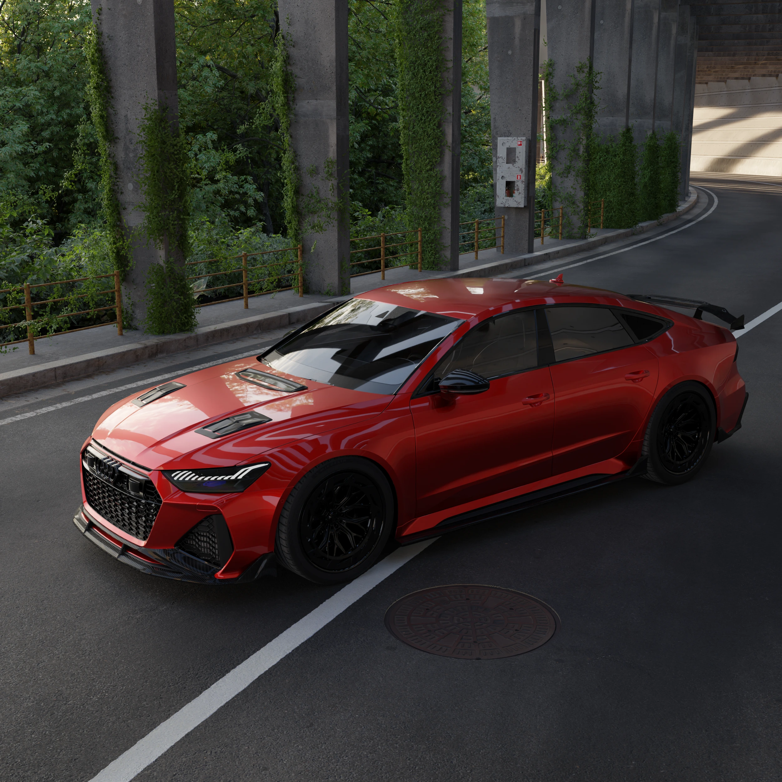 Audi Rs7 C8 With The Full Asm Sports Tech Pre-Preg Carbon Fibre Body Kit, Front Three-Quarter View