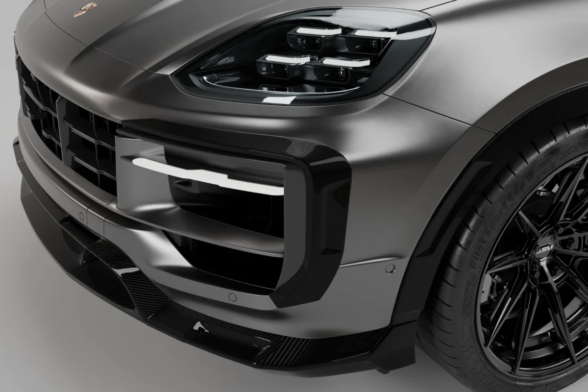 Porsche Cayenne Turbo GT carbon front bumper canards by ASM dry pre-preg carbon