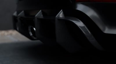 Detail of carbon aero fins on the rear diffuser of Porsche Cayenne Turbo GT – ASM Design