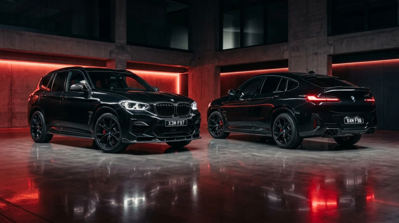 BMW X3M and BMW X4M F98 with carbon fibre front splitter grille mirror covers and rear diffuser upgrades