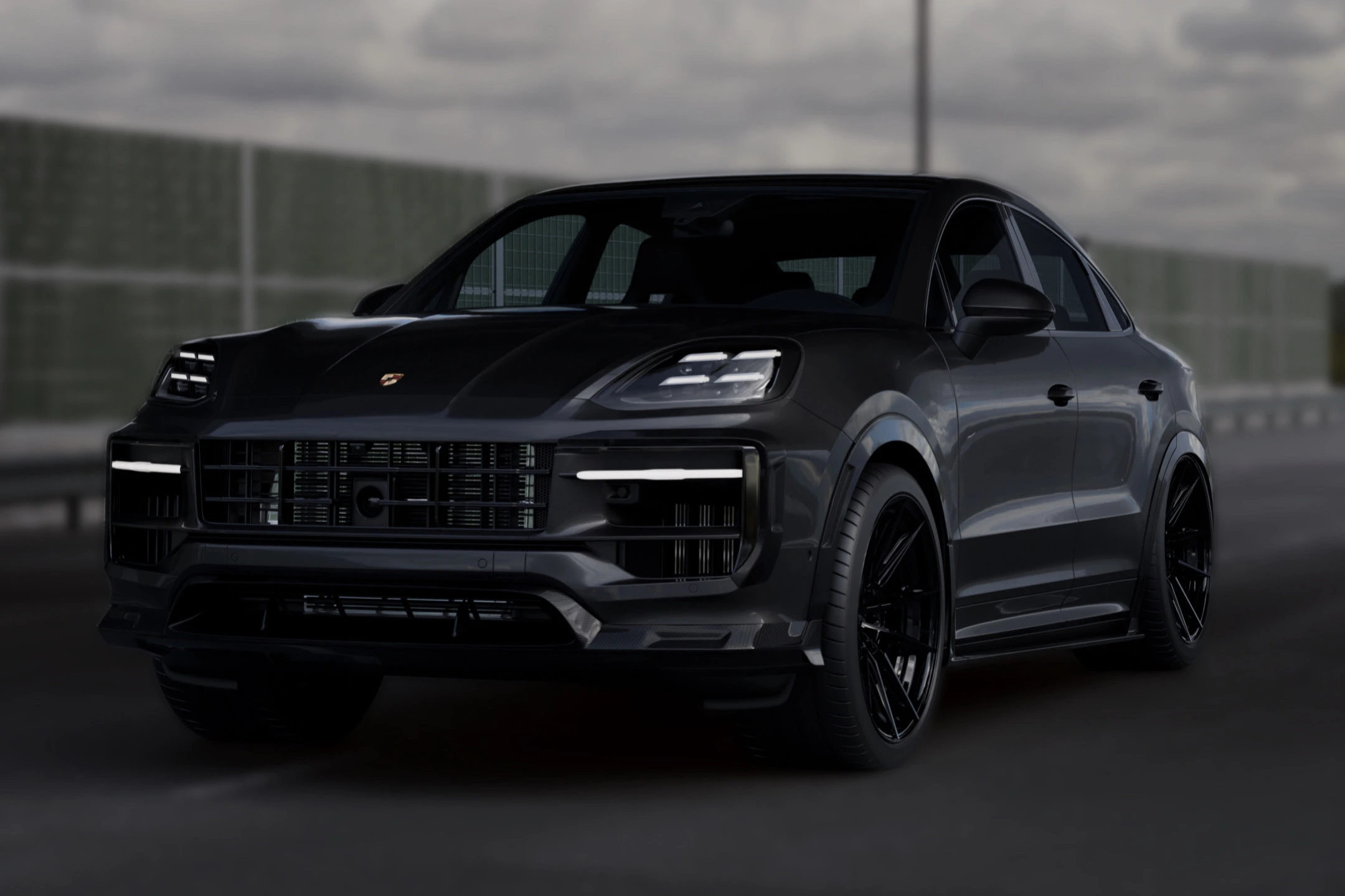 Carbon Fibre Aero Kit On A Performance Porsche Cayenne Showing Airflow Over Front Splitter Side Skirts And Rear Diffuser