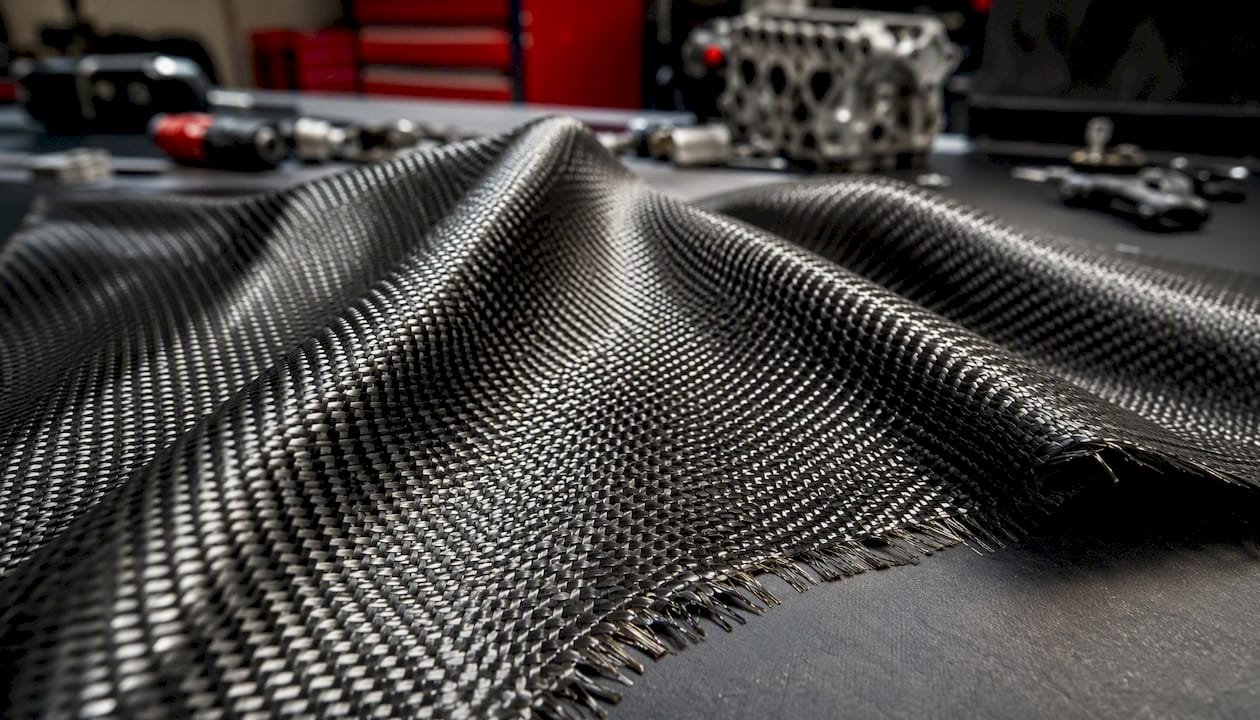 Detail Of Basket Weave Carbon Fiber Fabric