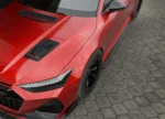 Detail of the ASM carbon fibre hood trims on the Audi RS7 C8 bonnet