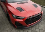 Front-on view of the Audi RS7 C8 with ASM carbon front splitter and hood trims